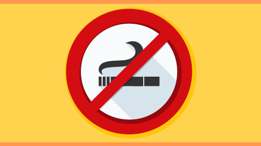 imagem de proibido fumar com fundo em amarelo