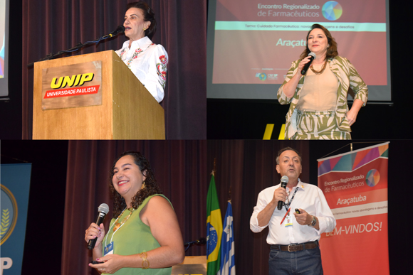 Dra. Aparecida de Fátima Michelin, Dra. Luciana Canetto, Dra. Aline Palmeira dos Santos e Dr. Décio Gomes de Oliveira