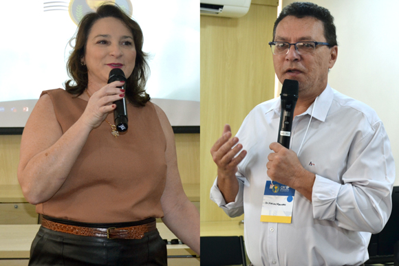 Dra. Luciana Canetto, vice-presidente do CRF-SP, e Dr. Marcos Machado, conselheiro do CFF