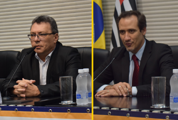 Dr. Marcos Machado, conselheiro do CRF-SP, e André Carvalho, assessor do deputado Thiago Auricchio