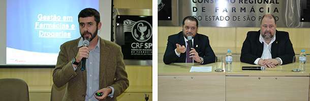 Adriano Schinetz, ministrante e mesa de debates com dr. Pedro Menegasso e dr. Antonio Geraldo dos Santos