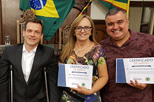 O vereador Dr. Fábio Manfrinato, a Dra. Maria Esgotti e Dr. Luiz Fernando Turini