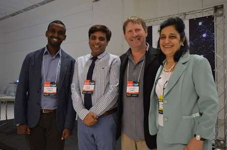 Presenças internacionais: Dr. Abdikarim Daud (Turquia), Dr. Kamal Dua (Índia/Austrália) e Dr. Philip Michael Hansbro (Austrália), com a coordenadora da Comissão Organizadora do Congresso, Dra. Terezinha Andreoli (Brasil)
