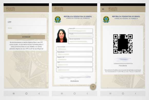 Imagem extraída da loja de aplicativos PlayStore com demonstrações das telas para preenchimento de informações no dispositivo