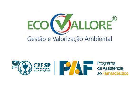 Imagem branca com os logotipos onde lê-se Evo Vallore, PAF e CRF-SP
