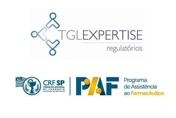 Logotipo escrito TGL ESPERTISE acima dos logotipos escritos PAF e CRF-SP.