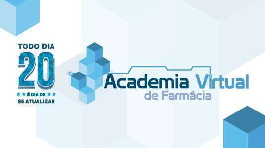 Fundo branco com o texto em azul Academia Virtual de Farmácia 